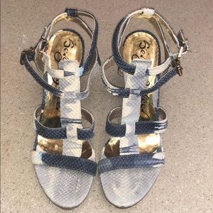 Sergio Zelcer. Snake Skin Strappy Heels